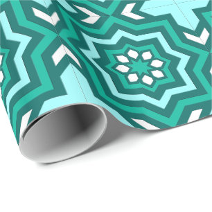 Papier Cadeau Carrelage marocain, Turquoise, Turquoise, Aqua et 
