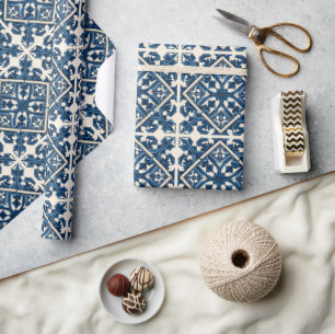Papier Cadeau Carrelage méditerranéen, Portugais, Azulejo, Majol