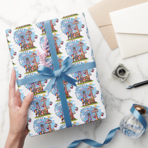 Papier Cadeau carrelage mignon enfants de la fête du cirque