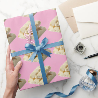 Papier Cadeau Carrés de Chocolat Blanc Délicieux Motif – Sucré 