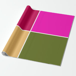 Papier Cadeau Carrés de fleurs roses chaudes