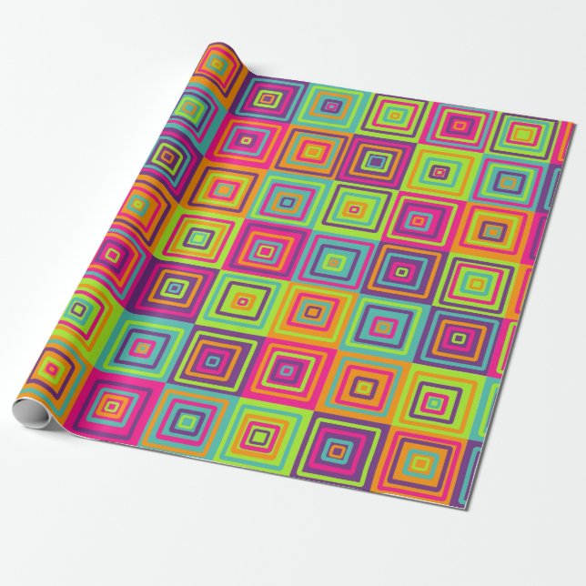 Papier Cadeau Carrés géométriques colorés (Déroulé)