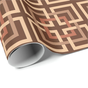 Papier Cadeau Carrés géométriques modernes, Brown au chocolat