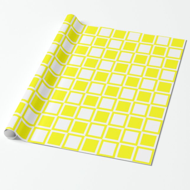 Papier Cadeau Carrés jaunes gras (Déroulé)