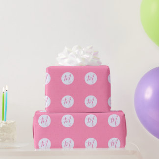 Papier Cadeau Carrés ondulés rose clair avec initiale personnali