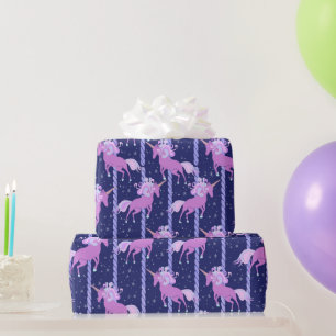 Papier Cadeau Carrousel de Unicorne - nuit
