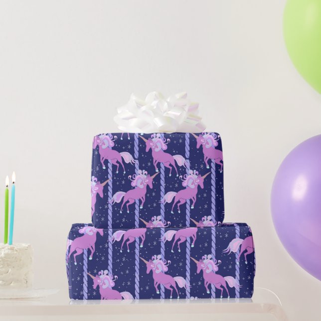 Papier Cadeau Carrousel de Unicorne - nuit (Cadeaux de fête)