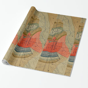 Papier Cadeau Carte ancienne des Flats du cirque de Bear Butte