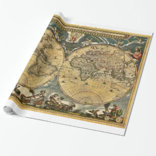 Papier Cadeau Carte antique J. Blaeu 1664 du monde