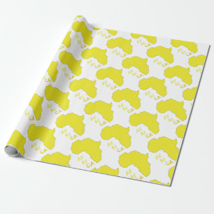 Papier Cadeau Carte d'Afrique jaune funky