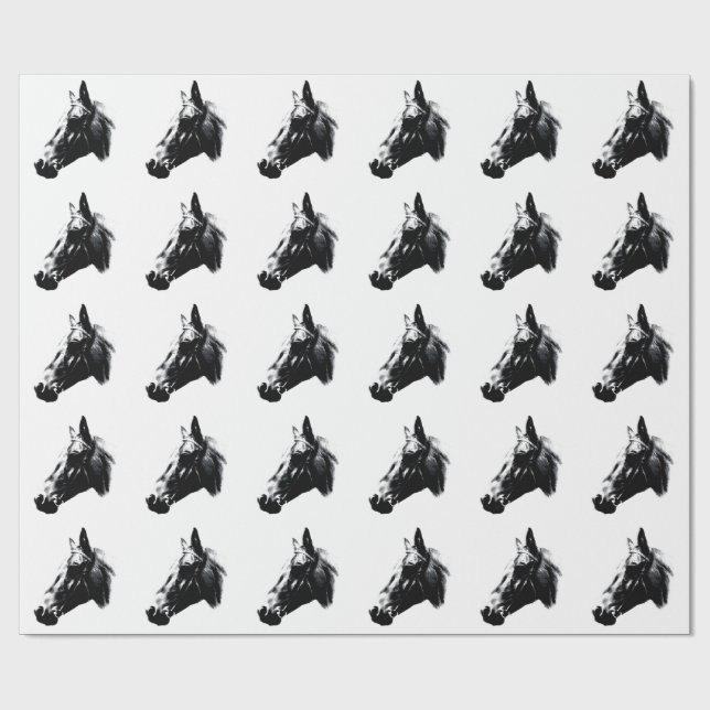 Papier Cadeau Carte d'artisanat de dessin de cheval (Plat)