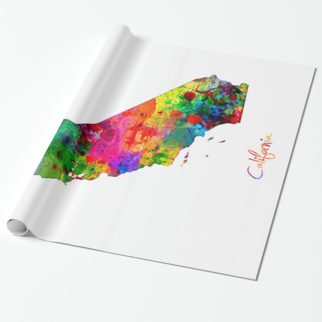 Papier Cadeau Carte de la Californie (Déroulé)