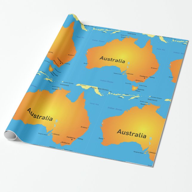 Papier Cadeau Carte De L'Australie (Déroulé)