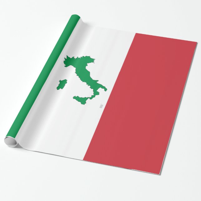 Papier Cadeau Carte de l'Italie - drapeau italien (Déroulé)