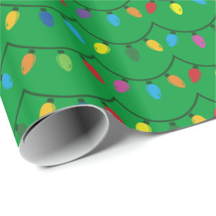 Papier Cadeau Carte de voeux Lights GREEN GIFT WRAP