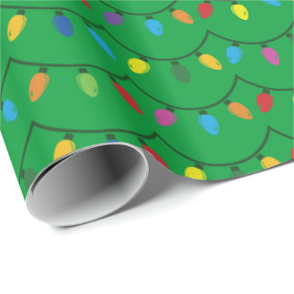 Papier Cadeau Carte de voeux Lights GREEN GIFT WRAP