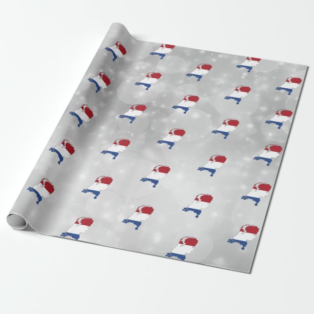 Papier Cadeau Carte du drapeau Pays-Bas Holland (Déroulé)