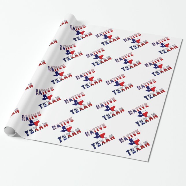 Papier Cadeau Carte du drapeau texan natif (Déroulé)