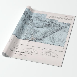 Papier Cadeau Carte du fond de l'océan Pacifique Sud (1982) 