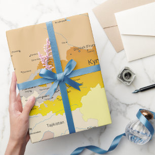 Papier Cadeau Carte du Kirghizistan papier d'emballage