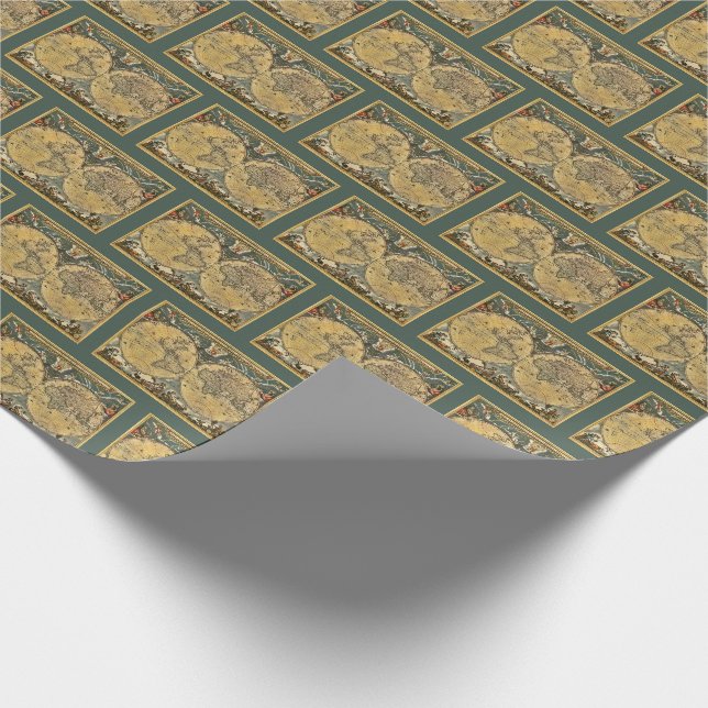 Papier Cadeau Carte du monde antique J. Blaeu 1664 (Coin)