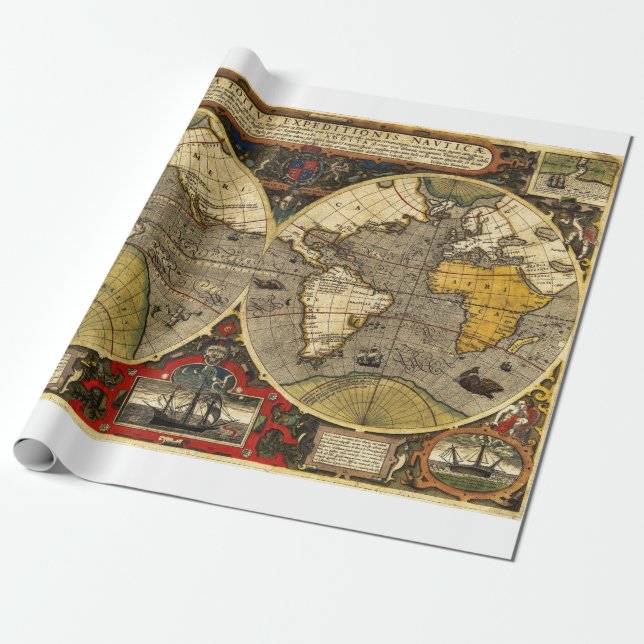 Papier Cadeau Carte du monde antique n°2 (Déroulé)