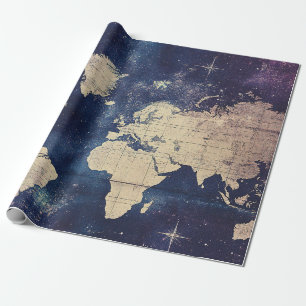 Papier Cadeau Carte du monde céleste vintage (7)