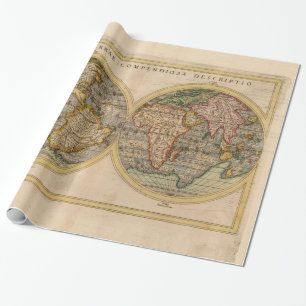 Papier Cadeau Carte du monde du XVIe siècle Rosaccio's 1598