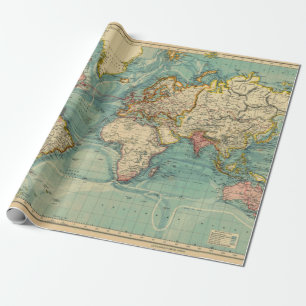 Papier Cadeau Carte du monde vintage