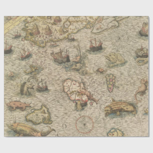 Papier Cadeau Carte marine vintage