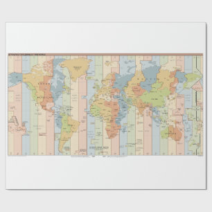 Papier Cadeau Carte mondiale des fuseaux horaires