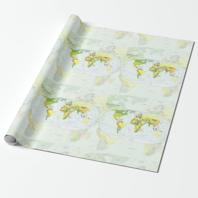 Papier Cadeau Carte mondiale Globe Pays Atlas (Déroulé)