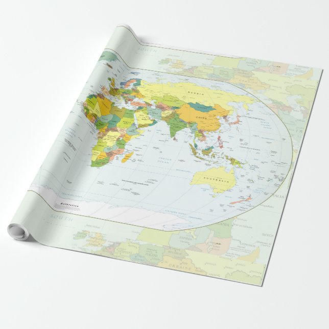 Papier Cadeau Carte mondiale Globe Pays Atlas (Déroulé)