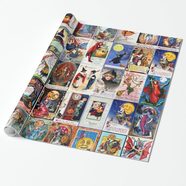 Papier Cadeau Carte postale de cru de Halloween (Déroulé)