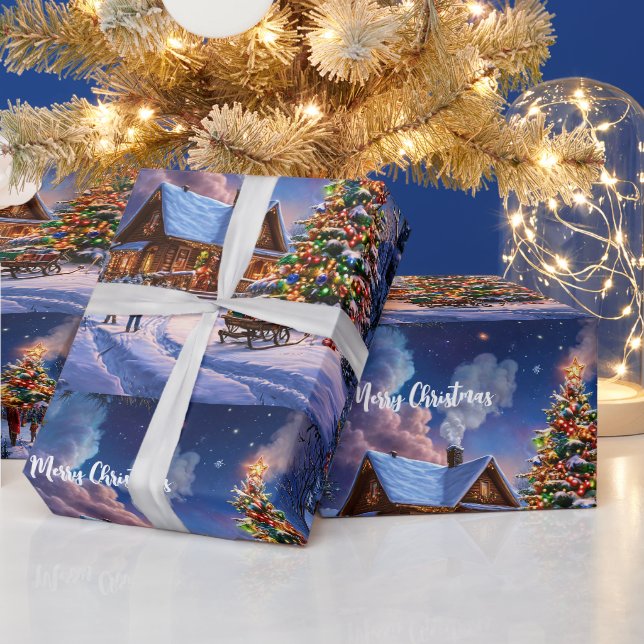 Papier Cadeau Carte postale de Noël (Vacances)