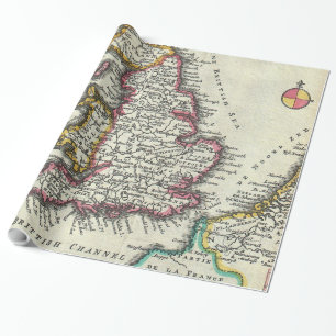 Papier Cadeau Carte vintage d'Angleterre (1747)