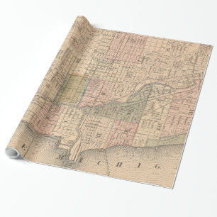 Papier Cadeau Carte vintage de Chicago l'Illinois (1876)