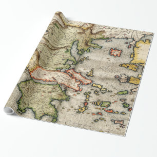 Papier Cadeau Carte vintage de la Grèce (1596)