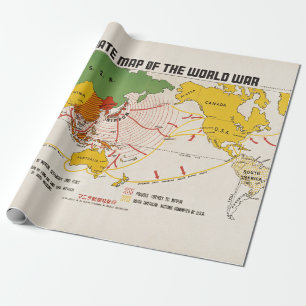 Papier Cadeau Carte Vintage de la Seconde Guerre mondiale