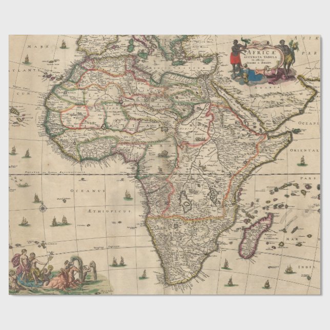 Papier Cadeau Carte vintage de l'Afrique (1689) (Plat)