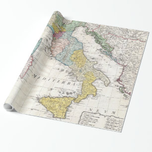 Papier Cadeau Carte vintage de l'Italie (1742)
