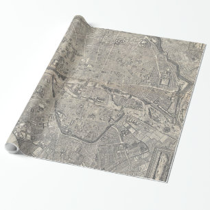 Papier Cadeau Carte vintage de Paris France (1652)