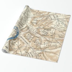 Papier Cadeau Carte vintage de Rome Italie (1870)