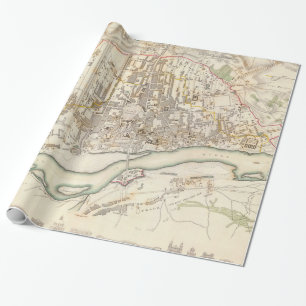 Papier Cadeau Carte vintage de Varsovie Pologne (1831)