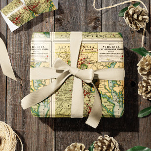 Papier Cadeau Carte vintage des batailles de Virginie pendant la