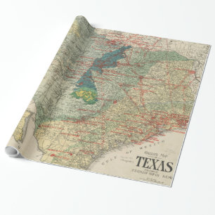 Papier Cadeau Carte vintage des champs pétrolifères et gaziers d