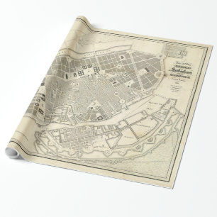 Papier Cadeau Carte Vintage des expansions de Copenhague au Dane
