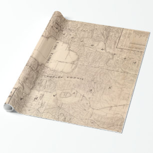 Papier Cadeau Carte vintage du lac Tahoe Calfornia (1874)