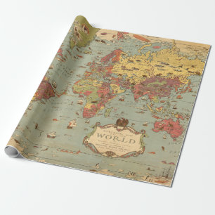 Papier Cadeau Carte vintage du monde