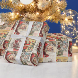 Papier Cadeau Cartes de Noël rétro vintage Collage